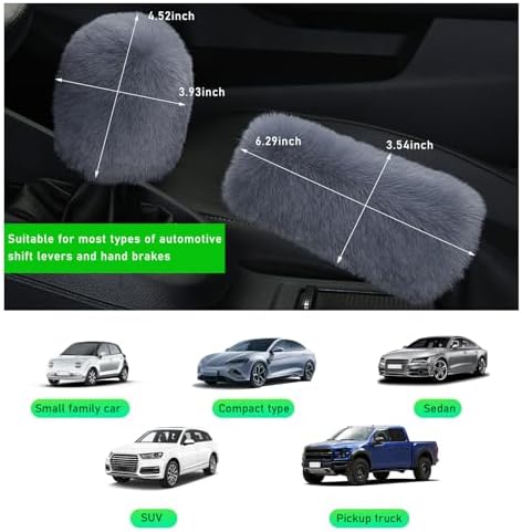 Ziciner 2PCS Plush Car Gear Shift Knob Cover & Handbrake Cover, Comfortable - Image 2