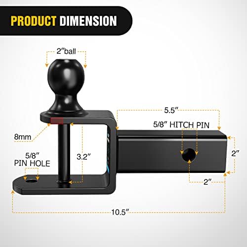Nilight ATV UTV Trailer Hitch 3-in-1 Fits 2" Receiver - Image 2