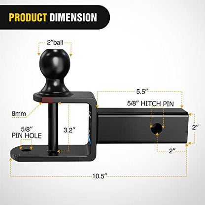 Nilight ATV UTV Trailer Hitch 3-in-1 Fits 2" Receiver - Image 2