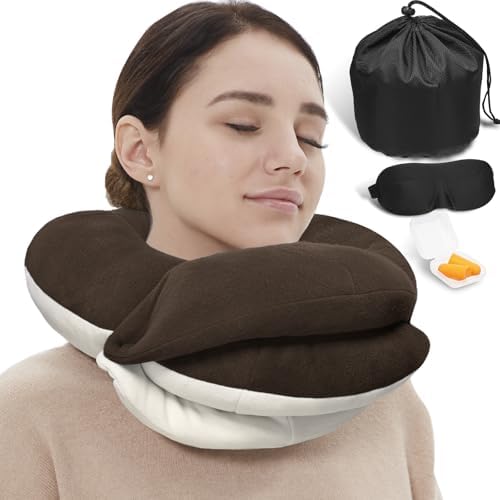 BUYUE Travel Neck Pillows for Airplanes, Memory Foam 360° Head Support Sleep by BUYUE