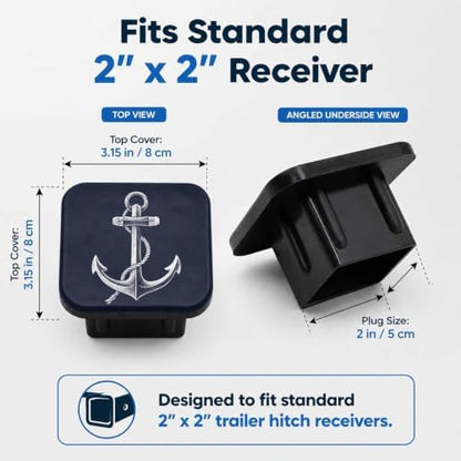 Anchor Hitch Cover Receiver Tube Hitch Plug Nautical Anchor Navy Blue Tow Hitch - Image 2