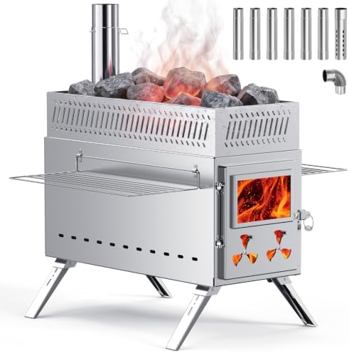 Wood Burning Sauna Hot Tent Stove, 2 in 1 Tent Wood Burning Stove by Ytaoeo