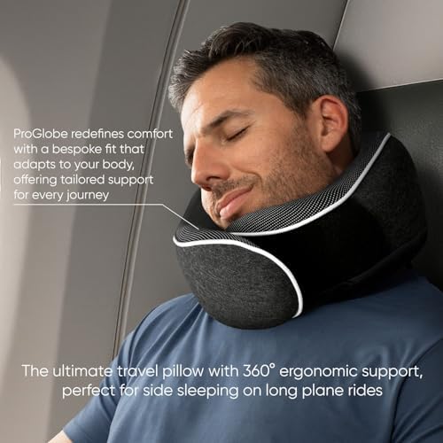 Proglobe Travel Pillow, 100% Memory Foam Airplane Neck Pillow, Dark Grey - Image 6