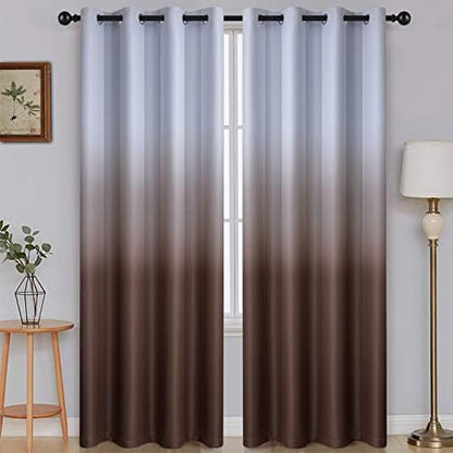 SimpleHome Ombre Gradient Brown White to Gray Curtains by SimpleHome