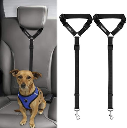 BWOGUE 2 Pack Dog Seat Belt for Car, Headrest Restraint Safety Leads by BWOGUEPetHome