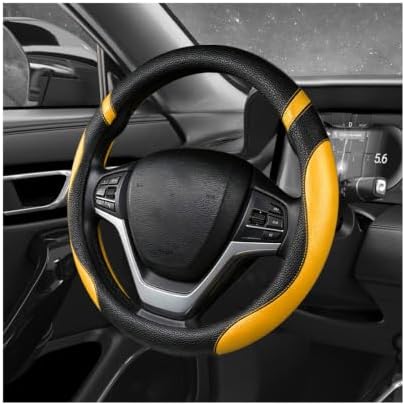 Car Steering Wheel Cover, 15 Inch Premium Leather Breathable Non-Slip Wheels by Unknown