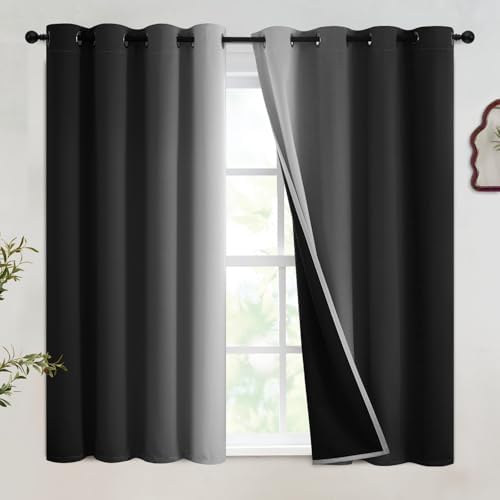 SimpleHome 100% Blackout Ombre Bedroom Curtains Black and Greyish White by SimpleHome