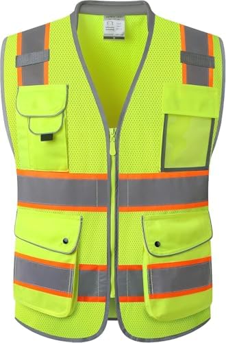 JKSafety Hi Vis Safety Vest for Men Women Cushioned Collar JK101 Yellow 5XL by JKSafety