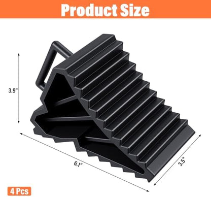4 Pack Wheel Chocks for RV Trailers & Camper, Heavy Duty Non-Slip Tire Stoppers - Image 2