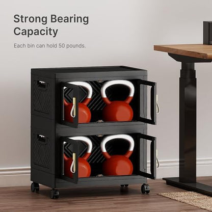 Stackable Storage Bins with Doors & Lids & Wheels - Image 3