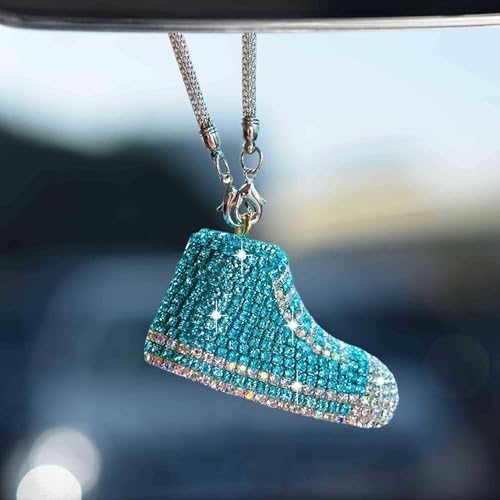 Bling Sneaker Shoe Sparkly Car Hanging Ornament, Cute Crystal Rear View Mirror - Image 3
