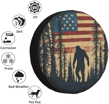Spare Tire Cover for RV Camper, American Flag Bigfoot Sasquatch Tire Cover - Image 5