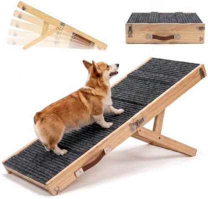 Foldable Dog Ramp, 5 Level Adjustable Wooden Dog Ramps by FPUEUAOPetSupplies