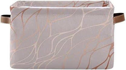 AUUXVA Storage Basket Rose Gold Marble Texture Storage Cube Box Durable Canvas - Image 4