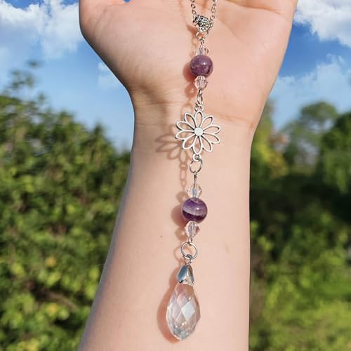 Car Rear View Mirror Accessories Dasiy Car Hanging Ornament, Amethyst Handmade by Pyotivol
