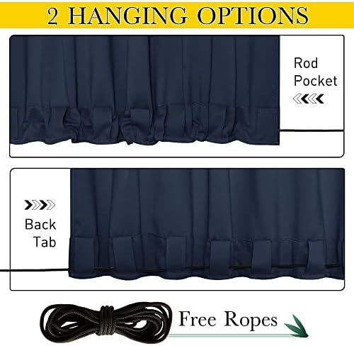 NICETOWN 2 Panels Thermal Outdoor Curtains Windproof W52xL72 Navy Blue - Image 2