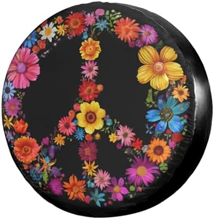 Delerain Peace Sign Flower Spare Tire Cover by Delerain