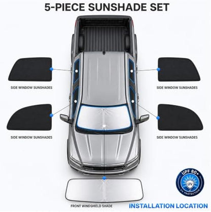 5PCS Car Window Shades for Dodge Ram 2019-2025, Full Set Windshield Side Rear - Image 6