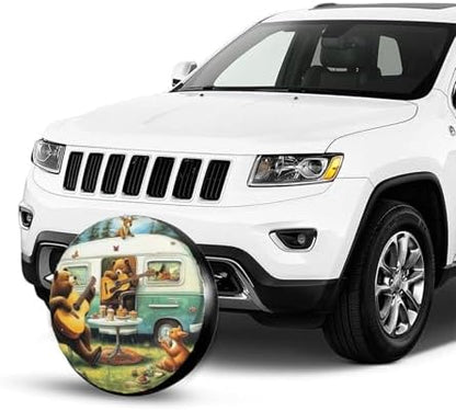 Forest Bear Playing Music Universal Spare Tire Cover, 15 Inch, Cute Waterproof - Image 7