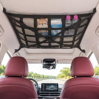 Car Ceiling Cargo Net, 35.4"x25.6" Double-Layer Overhead Roof Storage Organizer by Unknown