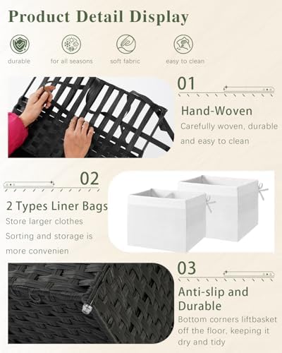 SETVSON Storage Basket with Lid PE Rattan Storage Basket 105L - Image 5