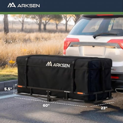 ARKSEN 60" x 23" x 5.5" Folding Hitch Cargo Carrier w/Bag, 2 Straps&Net - Image 6