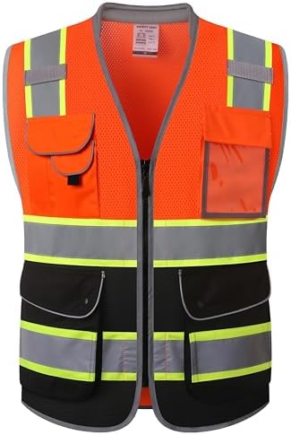 JKSafety Hi Vis Safety Vest for Men Women Cushioned Collar JK101 OBlack 3XL by JKSafety