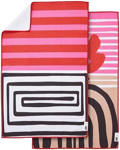 Ritz Waffle Microfiber Kitchen Towel 2pc Set – Maze and Rainbow – Abstract - Image 6