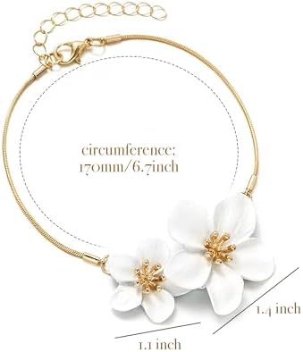 Steering Wheel Charm Accessory Hibiscus White Flower Chain Pendant Car Decor - Image 6