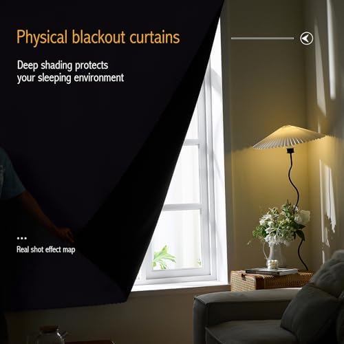 AJAZZ 100% Window Blinds Blackout Portable Black Out Curtains Adhesive Curtains - Image 2