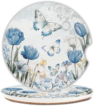 Butterfly Car Coasters Set of 2 by Unknown