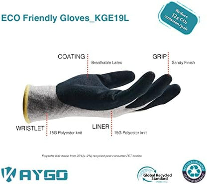 KAYGO Women's Work Gloves, Sandy Latex Grip, Breathable - Image 2