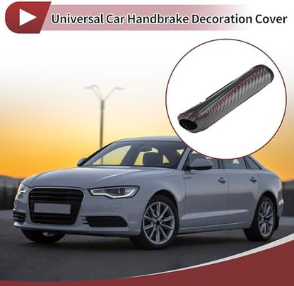 Car Handbrake Cover Leather Black Carbon Fiber Red Line 1 Pcs - Image 2
