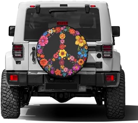 Delerain Peace Sign Flower Spare Tire Cover - Image 2