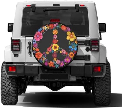 Delerain Peace Sign Flower Spare Tire Cover - Image 2