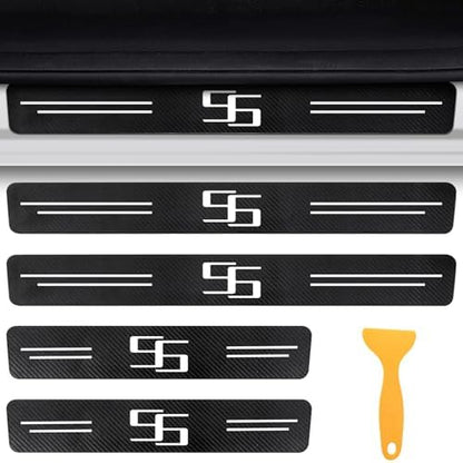 Door Sill Protectors for Chevy Camaro SS, Carbon Fiber Leather Front/Rear Door - Image 2