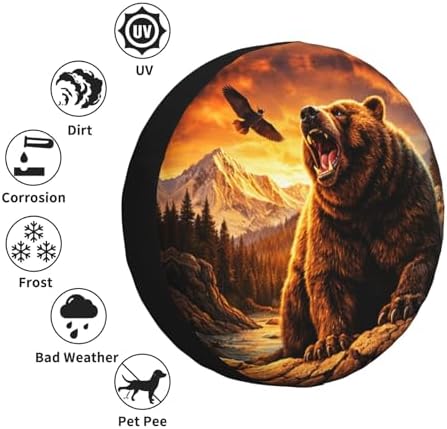 Wild Bear Spare Tire Cover Weatherproof Wheel Protectors Universal Wheel Covers - Image 5