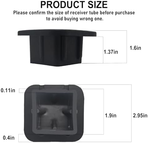 2 Pack Trailer Hitch Cover 2 Inch Black Rubber Tow Receiver Tube Plug Cap Fits - Image 2