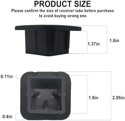 2 Pack Trailer Hitch Cover 2 Inch Black Rubber Tow Receiver Tube Plug Cap Fits - Image 2