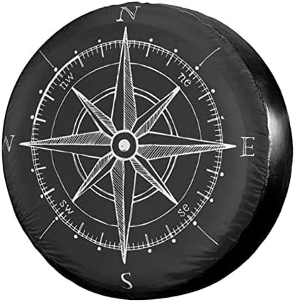 Vintage Wind Rose Compass Spare Tire Cover Dust-Proof Wheel Tire Cover Fit by Foruidea