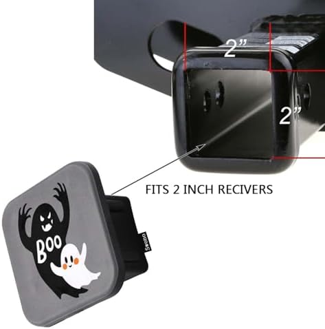 Swono Ghost Hitch Cover 2" Halloween Ghosts Boo Rubber Receiver Tube Hitch Plug - Image 3