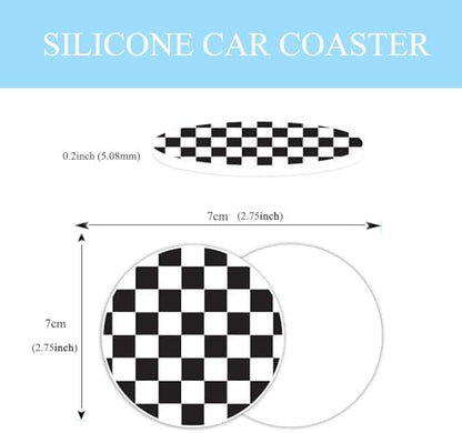 Black and White Checkered Steering Wheel Cover Rubber Anti-Slip 14.5-15 Inch - Image 3