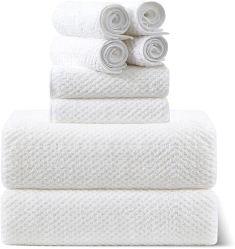 Smuge 8pcs Bath Towel Set, 2 Extra Large Bath Towel Sheets, 2 Hand Towels and 4 by Smuge