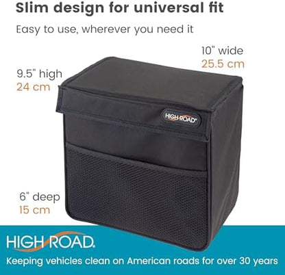 Weighted Car Trash Can with Lid, Storage Pocket and Leakproof Liner - Image 6