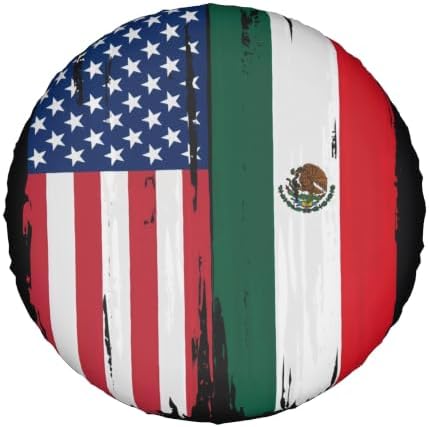 USA Mexico Flag Spare Tire Cover, Universal Waterproof & Dustproof Wheel - Image 2