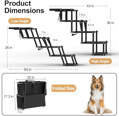 Extra Wide 20" Dog Stairs for Large Dogs, Dog Steps for Car 4 Steps - Image 3