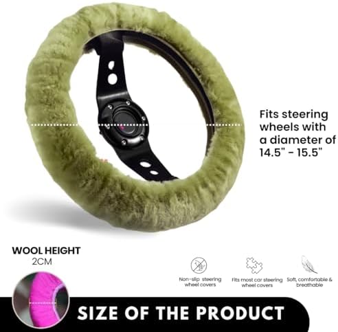 Andalus Brands Luxury Fluffy Car Steering Wheel Covers – Genuine Merino - Image 3