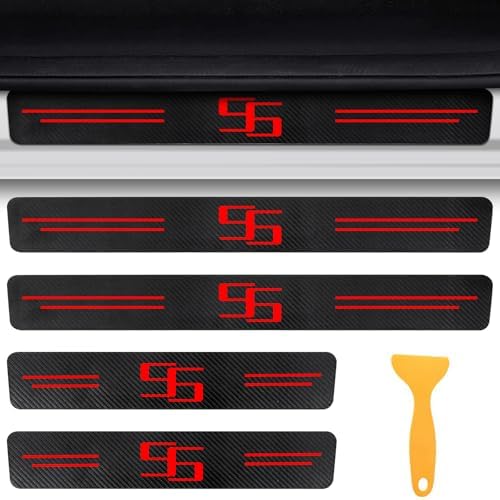 Door Sill Protectors for Chevy Camaro SS, Carbon Fiber Leather Front/Rear Door - Image 2