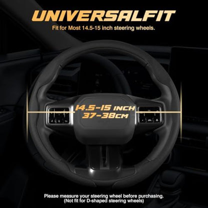 Microfiber Leather Steering Wheel Cover, 14.5-15 inch - Image 2