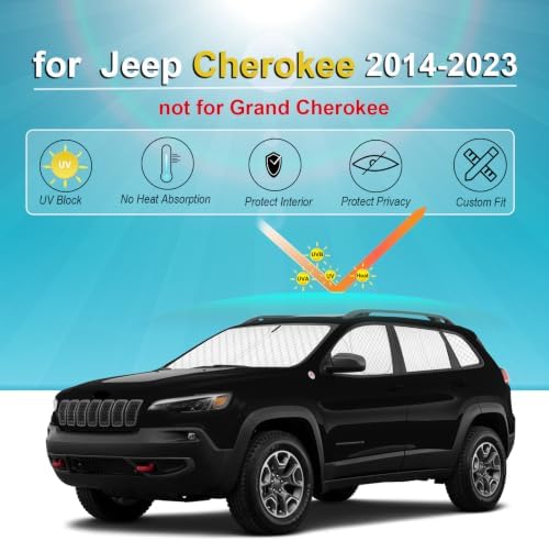 KMF 8pcs Sun Shades for Jeep Cherokee SUV 2014-2023 Accessories, Thicken Full - Image 5